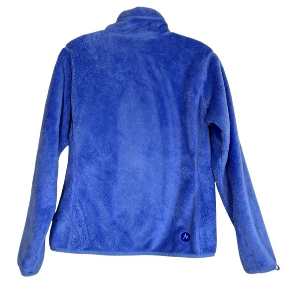 Marmot Cornflower Blue Warm Fuzzy Zip Up Fleece Jacket Mock Neck Pockets Sz M - Picture 6 of 16